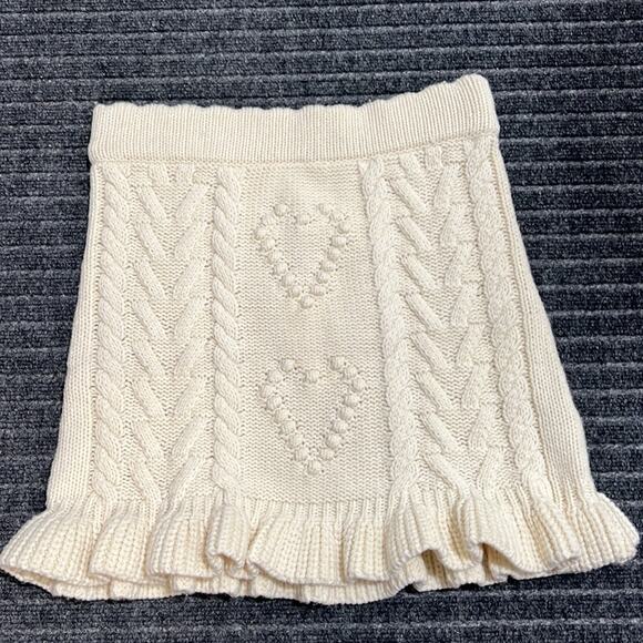 LOVESHACKFANCY Cable-Knit Brendana Mini Skirt Size M in Antique White NWT - Picture 10 of 15